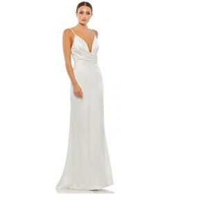 Mac Duggal White Pleated Bodice Dress Size 2 New NWT Style 26264